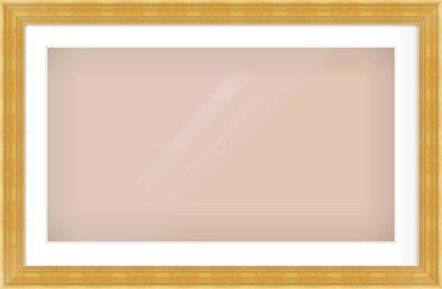 Gold Spoon Frame for 800 × 450mm artwork, with Smooth White Single Mount