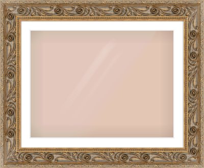 Gold Spoon Frame for 800 × 600mm artwork, with Smooth White Single Mount