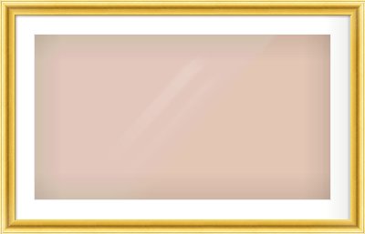 Gold Cushion Frame for 32 × 18in artwork, with Smooth White Single Mount