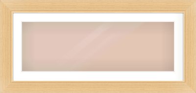 Natural Wood Flat Frame for 900 × 300mm artwork, with Smooth White Single Mount