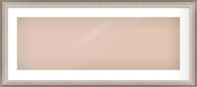 Champagne Silver Scoop Frame for 900 × 300mm artwork, with Smooth White Single Mount