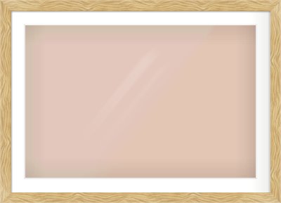 Natural Wood Flat Frame for 90 × 60cm artwork, with Smooth White Single Mount