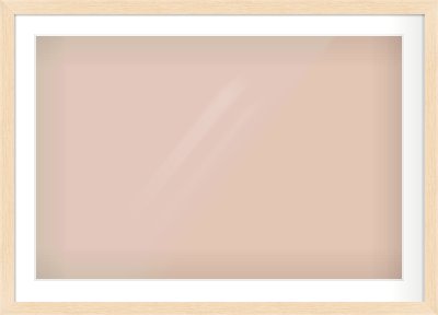 Natural wood Flat Frame for 90 × 60cm artwork, with Smooth White Single Mount