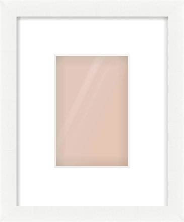 White Wood Grain Flat Frame for 100 × 150mm artwork, with Smooth White Single Mount