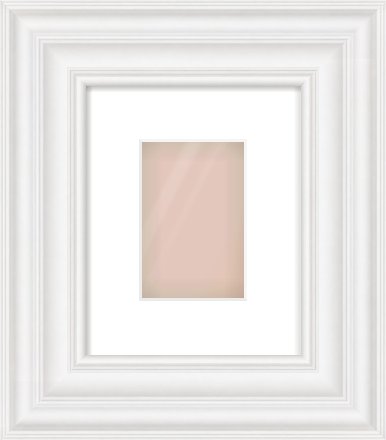White Spoon Frame for 100 × 150mm artwork, with Smooth White Single Mount