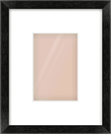 Black Wood Grain Flat Frame for 100 × 150mm artwork, with Smooth White Single Mount