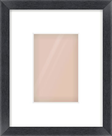Black Wood Grain Flat Frame for 100 × 150mm artwork, with Smooth White Single Mount