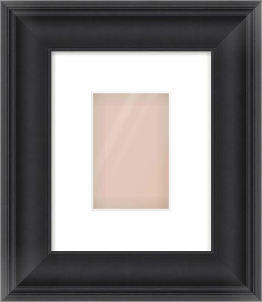 Black Scoop Frame for 100 × 150mm artwork, with Smooth White Single Mount
