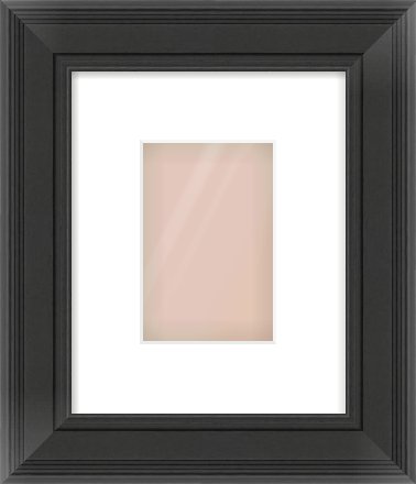 Black Spoon Frame for 100 × 150mm artwork, with Smooth White Single Mount