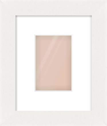 White Flat Frame for 100 × 150mm artwork, with Smooth White Single Mount