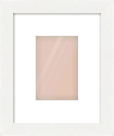 White Flat Frame for 100 × 150mm artwork, with Smooth White Single Mount