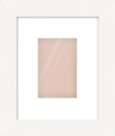 White Flat Frame for 100 × 150mm artwork, with Smooth White Single Mount