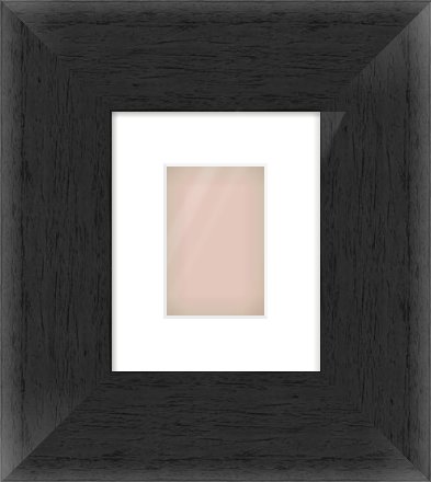 Black Flat Frame for 100 × 150mm artwork, with Smooth White Single Mount