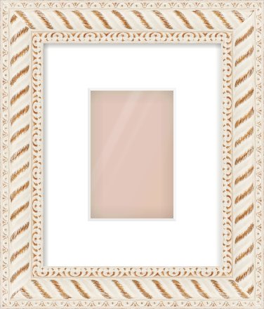 Off White & Gold Dome Frame for 100 × 150mm artwork, with Smooth White Single Mount