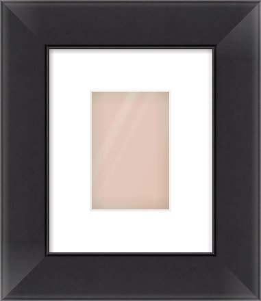 Black Flat Frame for 100 × 150mm artwork, with Smooth White Single Mount