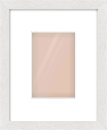 White Flat Frame for 100 × 150mm artwork, with Smooth White Single Mount
