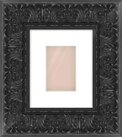 Black Scoop Frame for 100 × 150mm artwork, with Smooth White Single Mount