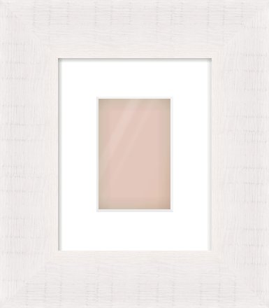 Rough Cut Effect Flat Frame for 100 × 150mm artwork, with Smooth White Single Mount