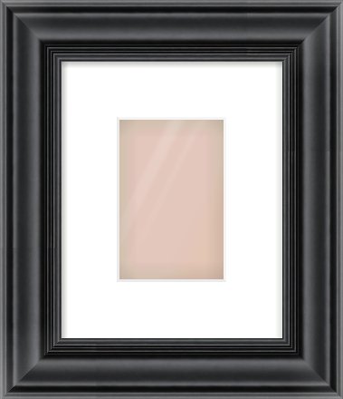 Black Spoon Frame for 100 × 150mm artwork, with Smooth White Single Mount