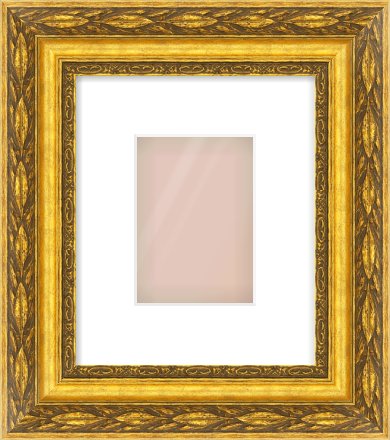 Gold Spoon Frame for 105 × 148mm artwork, with Smooth White Single Mount