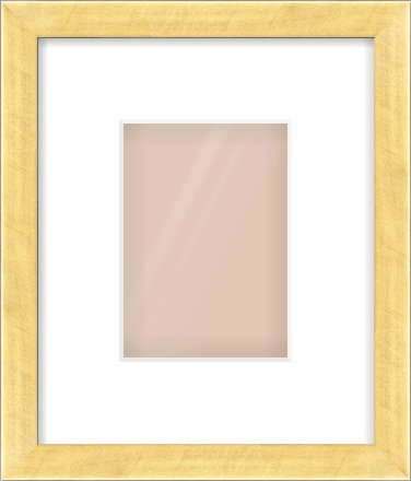 Brushed Gold with Black Sides Flat Frame for 105 × 148mm artwork, with Smooth White Single Mount
