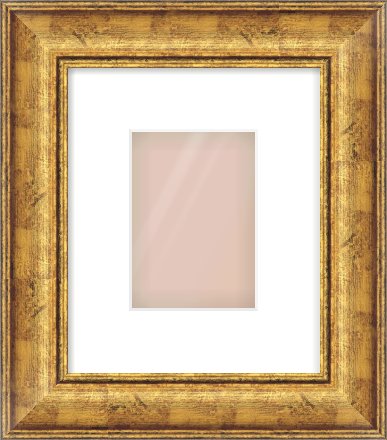 Gold Dome Frame for 105 × 148mm artwork, with Smooth White Single Mount