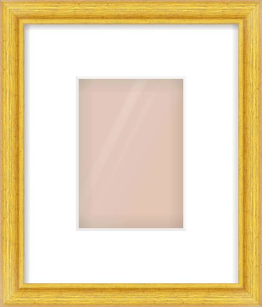Gold Cushion Frame for 105 × 148mm artwork, with Smooth White Single Mount