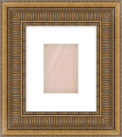 Gold Scoop Frame for 105 × 148mm artwork, with Smooth White Single Mount