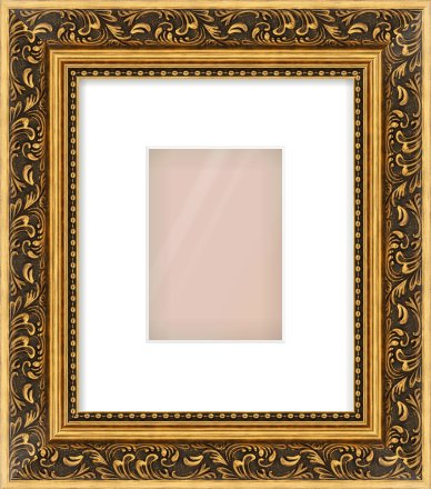 Gold Spoon Frame for 105 × 148mm artwork, with Smooth White Single Mount