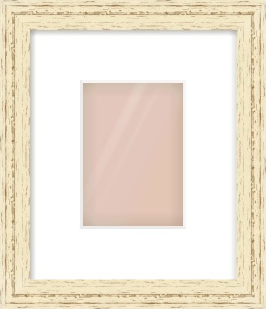 Distressed Cream Wood Grain Flat Frame for 105 × 148mm artwork, with Smooth White Single Mount