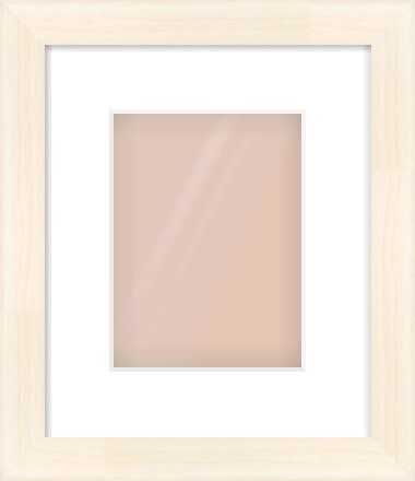 Natural Wood Flat Frame for 15 × 20cm artwork, with Smooth White Single Mount