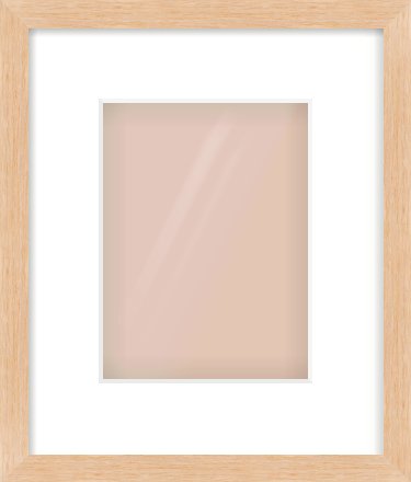 Light Oak Veneer Flat Frame for 15 × 20cm artwork, with Smooth White Single Mount