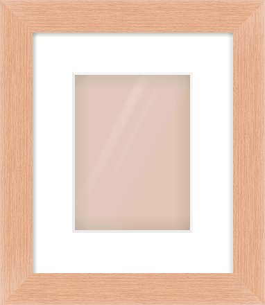 Oak Effect Flat Frame for 15 × 20cm artwork, with Smooth White Single Mount