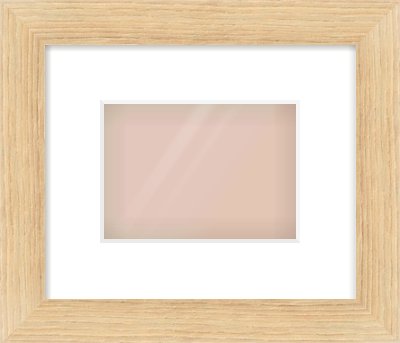 Oak Effect Flat Frame for 7 × 5in artwork, with Smooth White Single Mount