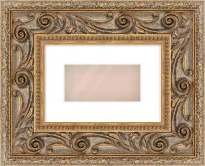 Gold Spoon Frame for 8 × 4in artwork, with Smooth White Single Mount