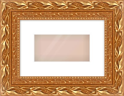 Gold Spoon Frame for 8 × 4in artwork, with Smooth White Single Mount