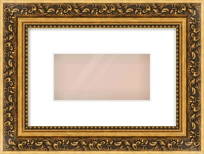 Gold Spoon Frame for 8 × 4in artwork, with Smooth White Single Mount