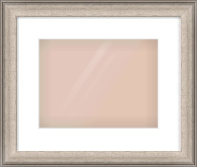 Champagne Silver Scoop Frame for 28 × 21cm artwork, with Smooth White Single Mount