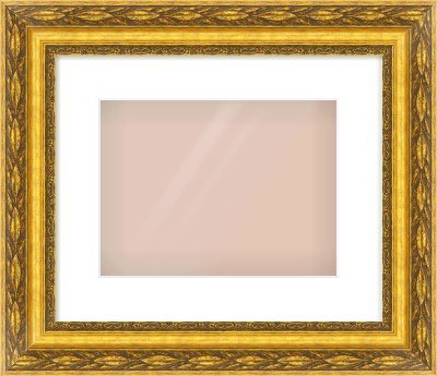 Gold Spoon Frame for 28 × 21cm artwork, with Smooth White Single Mount