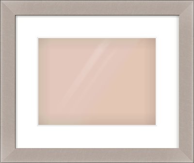 Brushed Silver & Black Sided Flat Frame for 28 × 21cm artwork, with Smooth White Single Mount