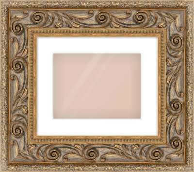Gold Spoon Frame for 28 × 21cm artwork, with Smooth White Single Mount