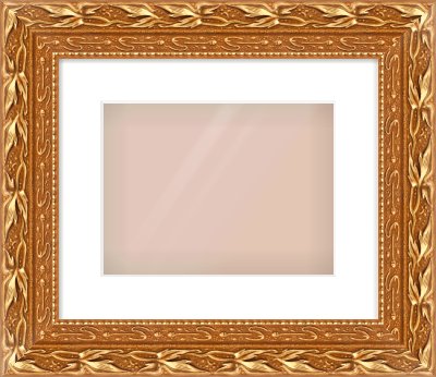 Gold Spoon Frame for 28 × 21cm artwork, with Smooth White Single Mount