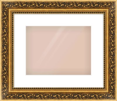 Gold Spoon Frame for 28 × 21cm artwork, with Smooth White Single Mount