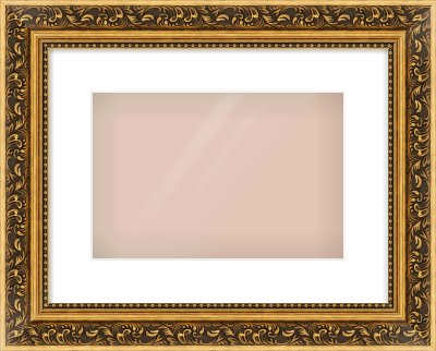 Gold Spoon Frame for 12 × 8in artwork, with Smooth White Single Mount