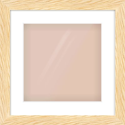 Natural Wood Reverse Frame for 12 × 12in artwork, with Smooth White Single Mount