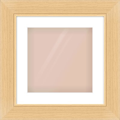 Natural Wood Flat Frame for 12 × 12in artwork, with Smooth White Single Mount