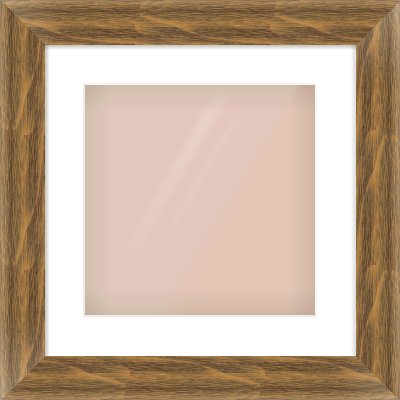 Characteristic Brown Flat Frame for 12 × 12in artwork, with Smooth White Single Mount