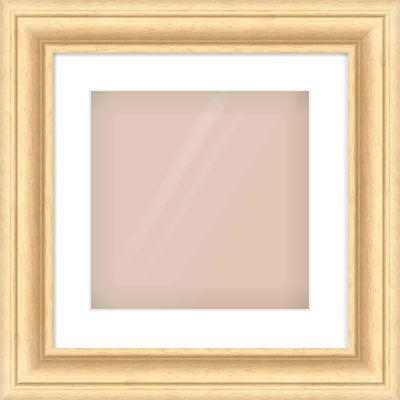 Natural Wood Scoop Frame for 12 × 12in artwork, with Smooth White Single Mount