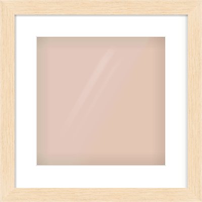 Natural wood Flat Frame for 12 × 12in artwork, with Smooth White Single Mount