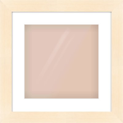 Natural Wood Flat Frame for 12 × 12in artwork, with Smooth White Single Mount